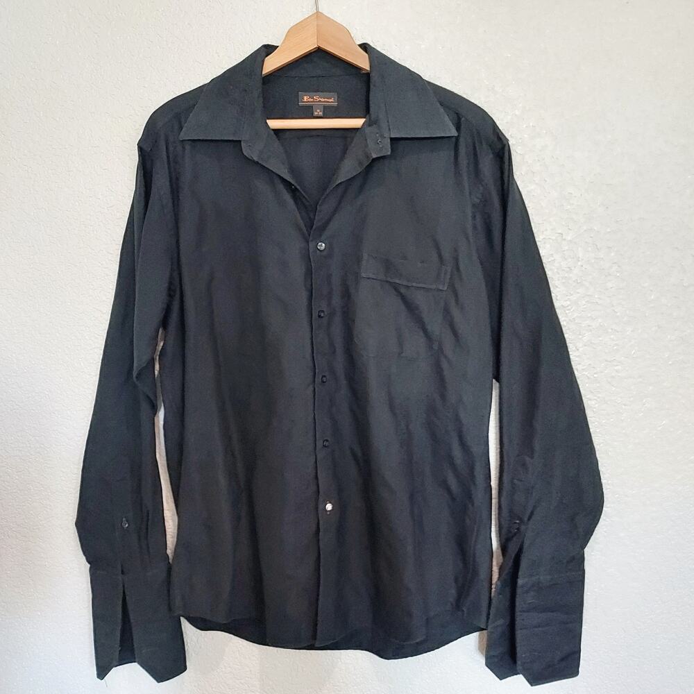 Ben Sherman Black Paisley Textured Button Down Size 16